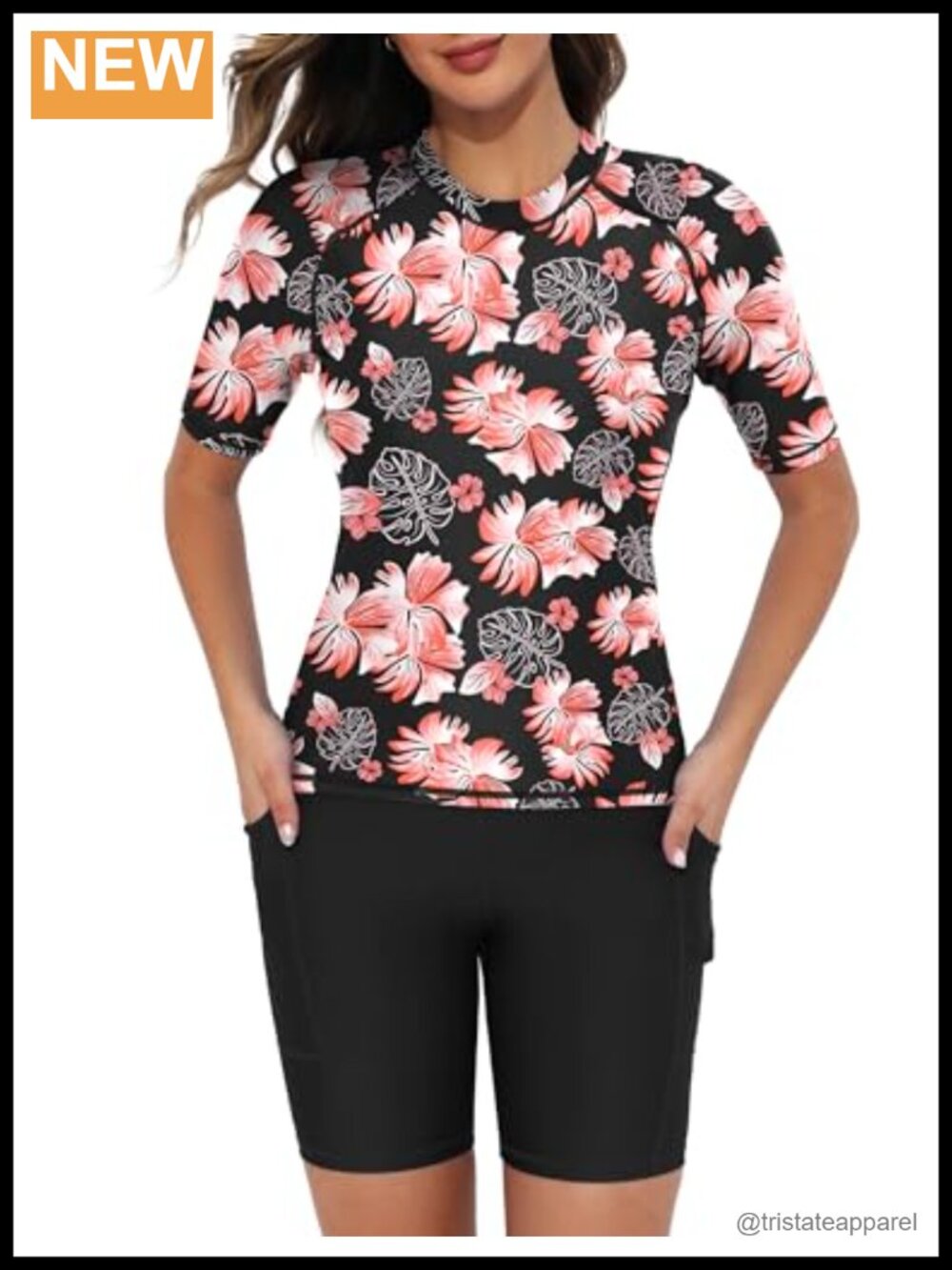 Tournesol Women's Two Piece Rash Guard Short Sleeve UPF 50+ Swim Shirts
